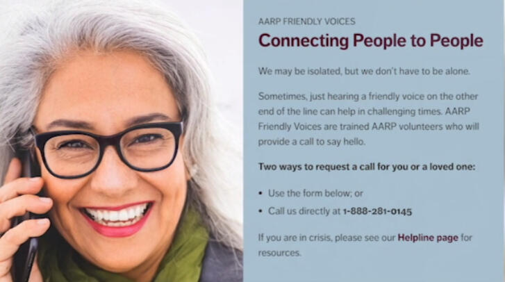 We may be isolated, but we don’t have to be alone. Sometimes, just hearing a friendly voice on the other end of the line can help in challenging times.